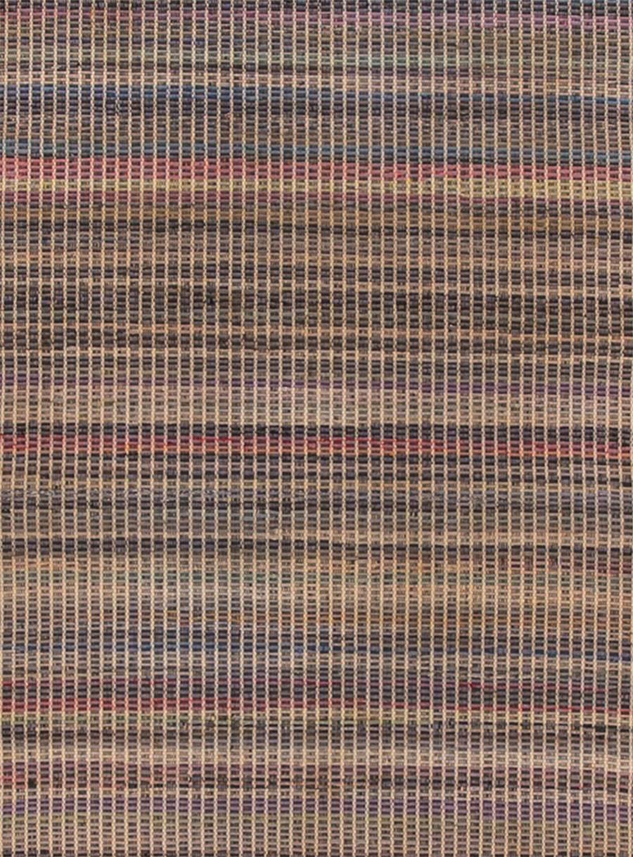 Hand-Woven Early 20th Century Striped American Rag Rug, Runner