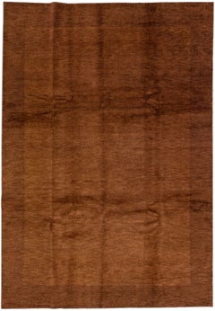Tapis persan moderne en laine Gabbeh fait à la main avec un motif marron massif