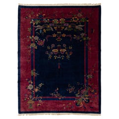 Tapis chinois en laine de style Arte Antiques, bleu marine, avec un design Classic
