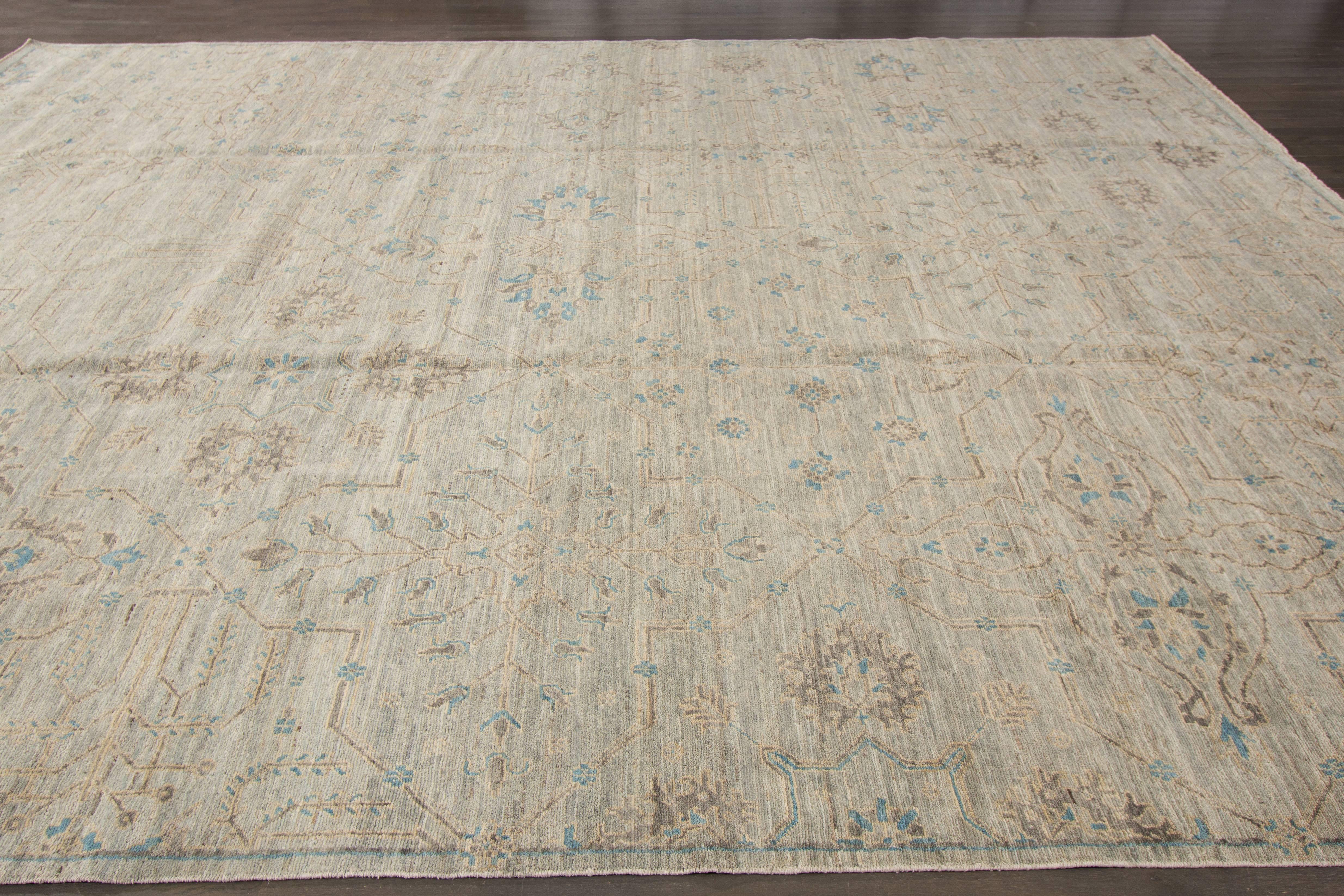 Hand-Knotted Gray Modern Rug