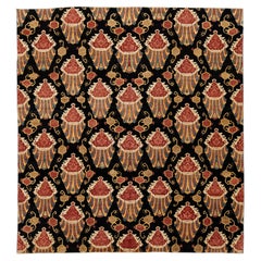 Contemporary Hand-Knotted Wool Ikat Area Rug with Venetian Shell Motifs in Rust