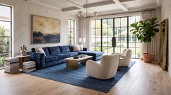 Modern Handmade Deep Indigo Wool Kilim Rug – Minimalist Contemporary Flatweave