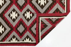 Alfombra moderna de lana con motivos geométricos al estilo navajo del suroeste Tejido a mano en rojo y gris F
