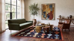 Modern Moroccan Style Hand-Knotted Wool Area Rug with Geometric Diamond Motif