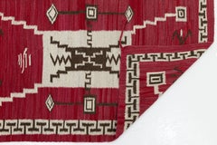 Modern Navajo Style Wool Area Rug – Red, Cream, and Espresso Geometric