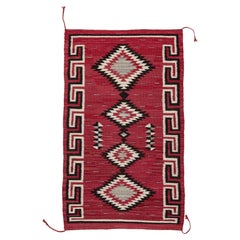 3x5 Contemporary Handmade Modern Navajo Style Crimson Wool Runner Rug