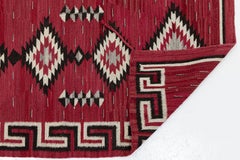 3x5 Contemporary Handmade Modern Navajo Style Crimson Wool Runner Rug