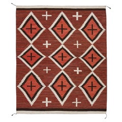Modern Navajo-Inspired Geometric Wool Rug – Handmade in Terracotta and Off-White