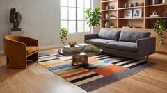 Contemporary Geometric Wool Kilim Rug – Mid-Century Modern Abstract Flat-Weave