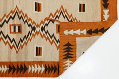 Mid-Century Modern Navajo Style Terracotta and Cream Wool Flatweave Area Rug