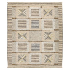 Modern Swedish Style Handmade Wool Flatweave Rug  Geometric Scandinavian 8x10