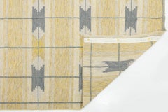 Swedish Style Flat-Weave Wool Rug in Warm Gold, Soft Grey, and Ivory Geometric