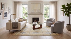 Swedish Style Flat-Weave Wool Rug in Warm Gold, Soft Grey, and Ivory Geometric
