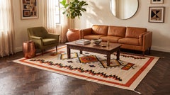 Contemporary Southwest Style Flat-Weave Wool Rug in Terracotta, and Ochre
