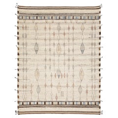 Contemporary Handmade Moroccan Style Wool Area Rug with Geometric Diamond Motifs