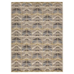 Geometrischer Wollteppich im schwedischen Flachwebstil Teppich im skandinavischen Mid-Century-Modern-Stil