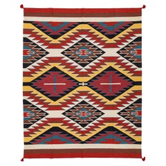 Modern Multicolor Navajo Style Wool Area Rug with Geometric Eye Dazzler Motif