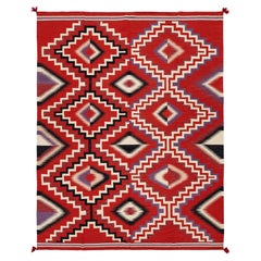 Modern Navajo Style Wool Rug – Crimson & Violet Graphic Diamond Motif 9x12