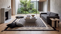 Modernist Navajo Style Geometric Flatweave Wool Rug with Optical Cube Pattern