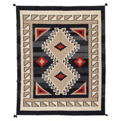 Modern Navajo Style Hand-Knotted Wool Area Rug - Southwest Geometric Accent