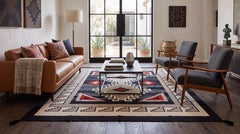 Modern Navajo Style Hand-Knotted Wool Area Rug - Southwest Geometric Accent