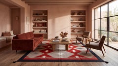 Modern Handmade Navajo Style Wool Area Rug – Contemporary Southwest Geometric