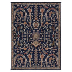8x11 Modern Transitional Egyptian Wool Blend Area Rug in Indigo Navy & Rust