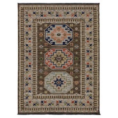 Modern Transitional Egyptian Wool Blend Area Rug with Geometric Medallions