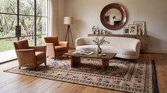 Modern Transitional Egyptian Wool Blend Area Rug with Geometric Medallions