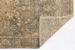 Tappeto vintage in lana annodato a mano – Tonalità terra neutre e medaglione color antracite