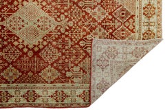 Vintage Wool Rug with Geometric Diamond Medallion in Terracotta & Soft Sage