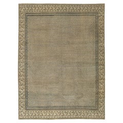 Vintage Hand-Knotted Wool Area Rug with All-Over Boteh Pattern & Neutral Tones