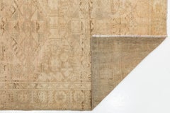 Vintage Hand-Knotted Neutral Anatolian Turkish Wool Area Rug  Subdued Geometric