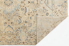 Vintage Kerman Vase Rug with Soft Neutral Palette and Medallion Design
