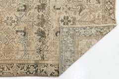 Subdued Vintage Muted Beige & Charcoal Geometric Tribal Wool Rug