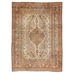 Tapis vintage en laine de Kirman avec médaillon central et motif de rinceaux floraux