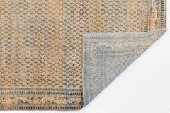 Vintage Hand-Knotted Wool Area Rug in Faded Apricot and Indigo Blue