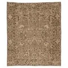 Mid-Century Vintage Muted Beige & Brown Neutral Geometric Area Rug