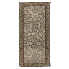 Vintage Hand-Knot Neutral Oushak Wool Area Rug / Runner in Muted Taupe & Brown
