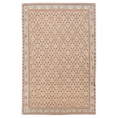 Antique Area Rug with Soft Peach Neutral Palette and All-over Floral Lattice
