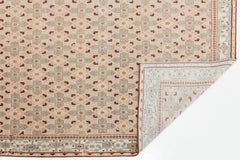 Antique Area Rug with Soft Peach Neutral Palette and All-over Floral Lattice