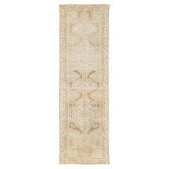 Antique Neutral Anatolian Wool Runner - Faded Neutral & Camel Geometric