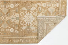 Antique Anatolian Hallway Runner - Neutral Honey & Soft Aqua Hand-Knot Wool