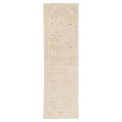 Antique Neutral Minimalist Wool Hallway Runner Cream & Muted Beige Tone-on-Tone