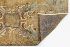 Tappetino decorativo vintage in lana anatolica – Oro, azzurro e rosa cipria