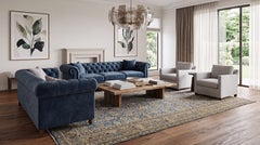 20th Century Antique Malayer Wool Rug in Muted Indigo and Beige 10x14