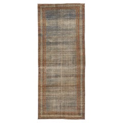Antique Malayer Wool Gallery Runner with Abrash Tones & Fine Geometric Borders