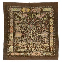 Vintage Revival Hand-knotted Wool Rug With Botanical & Pictorial Motif in Brown