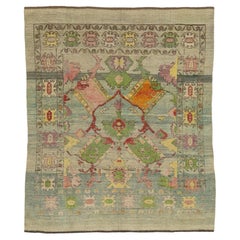 Vintage Revival Hand-Knotted Wool Rug – Neutral Soft Pastel Geometric
