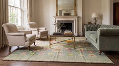 Vintage Revival Hand-Knotted Wool Rug – Neutral Soft Pastel Geometric